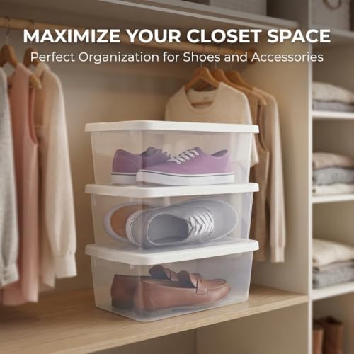 10 Pack Storage Bins with Lids, 6 Quart Clear Plastic Stackable & Nestable - Image 2
