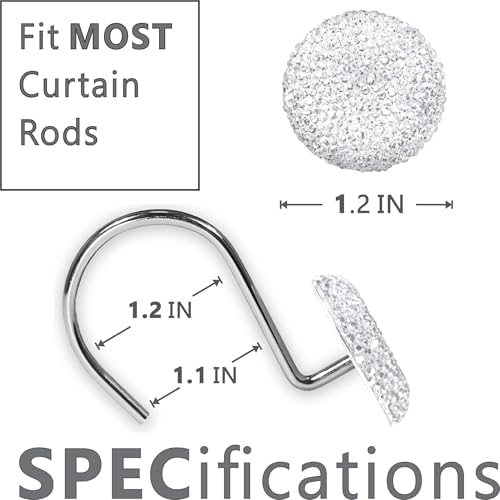 Clear Bling Shower Curtain Hooks: Christmas Bathroom Curtain Rings - Image 4