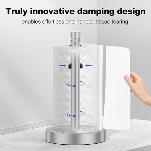 Nickel Paper Towel Holder Countertop, One-Handed Tear, Stainless Steel - Image 2