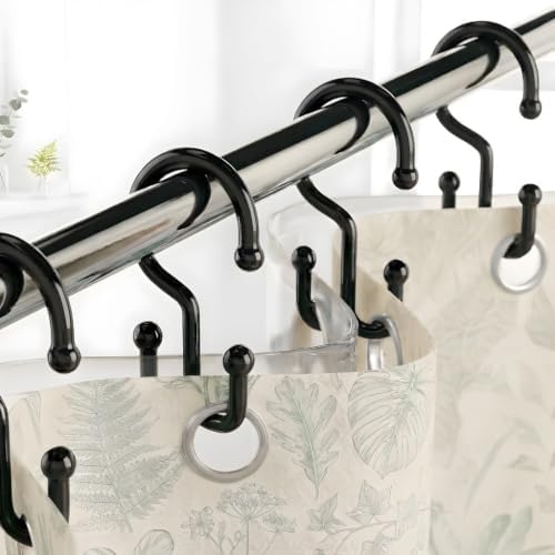 Bathway Black Plastic Shower Curtain Hooks, 24 Double Shower Curtain Rings by Bathway