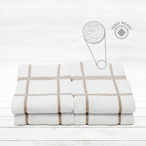 100% Cotton Terry Dish Towels, 4 Pack Checks, 16 x26 Inches, Super Soft and - Image 2