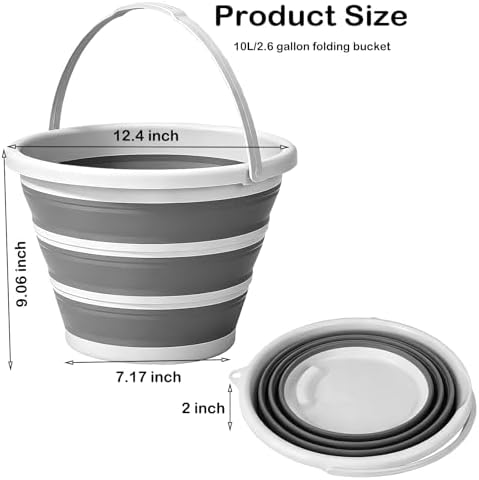 Collapsible Bucket with Handle 10L, BPA Free Foldable Round Plastic Water Bucket - Image 2