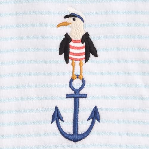 Ritz 2-Piece Cotton Velour Bathroom Hand Towel Set, Embroidered Anchor Seagull - Image 2