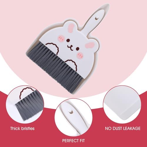 Upgrade Small White Broom and Dustpan Set, Hand Dustpan and Brush Set, Cute - Image 3