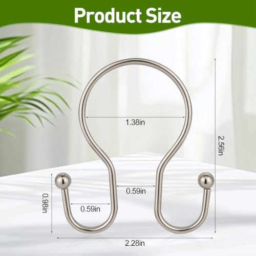 Resze 12PCS Shower Curtain Hooks, Sturdy Metal Nickel Shower Curtain Rings - Image 2