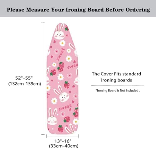 GLENLCWE Pink Rabbit Strawberry Ironing Board Cover Padding - Image 5
