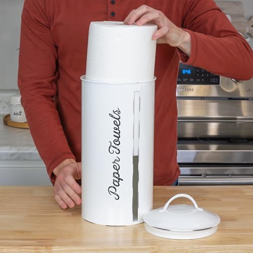 AuldHome Design Farmhouse Paper Towel Holder; Rustic Enamelware Countertop - Image 5