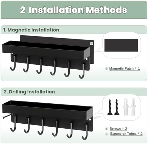 Magnetic Key Holder Wall Mount, Small Key Rack - Image 2