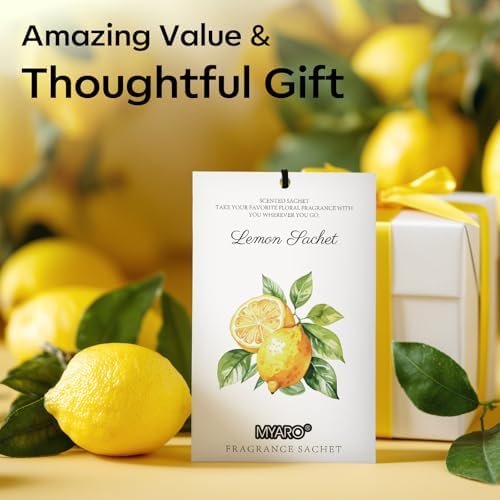 MYARO 12 Pack Lemon Scented Sachets, Closet Deodorizer Car Air Freshener - Image 5