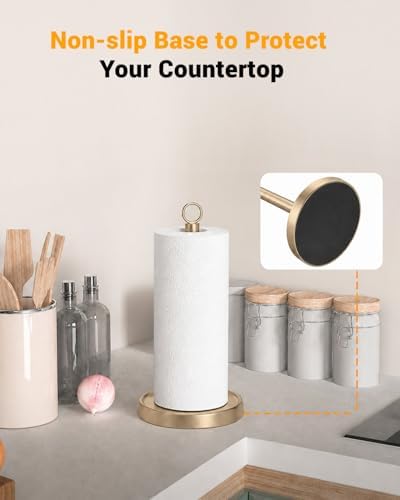 Warm Gold Paper Towel Holder Countertop, Warm Gold Kitchen Accessories Decor - Image 5