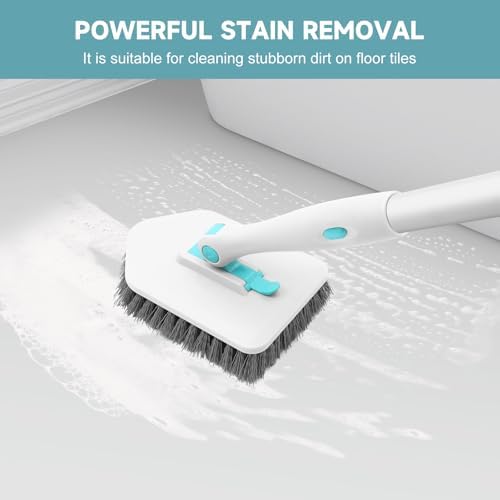 nacena Shower Scrubber with Long Handle, 3 in 1 Tile Tub Scrubber Brush with 3 - Image 5
