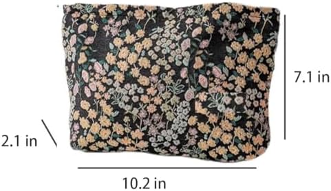 Flowers Makeup Bag for Women, Large Embroidery Zipper Cosmetic Bags - Image 5