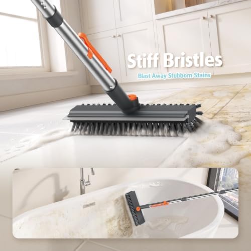 AIR U+ Floor Scrub Brush with Long Handle, 4 in 1 Floor Scrubber & Squeegee - Image 5