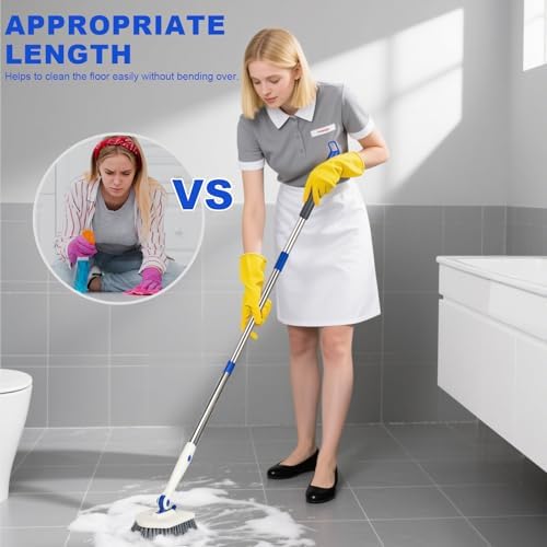 Tile Tub Scrubber Brush with 52-inch Adjustable Long Handle 3-in-1 Rotatable - Image 7