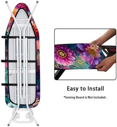 Nuxovilar Colorful Floral Ironing Board Cover 15x54 Inches Polyester - Image 5