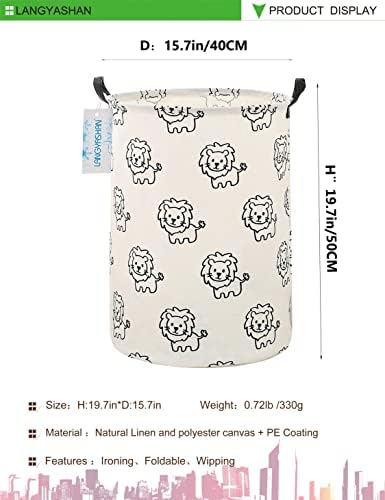 Round Laundry Basket Collapsible Storage Hamper Organizer Lion - Image 2
