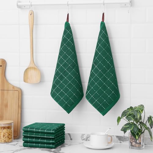 Homaxy 100% Cotton Terry Kitchen Dish Cloths, 8 Pack, Dark Green - Image 6