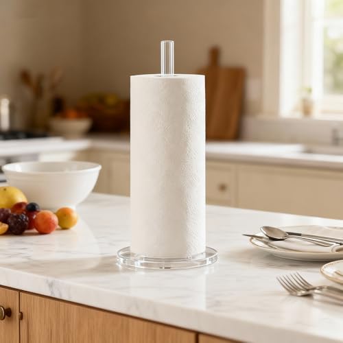 Paper Towel Holder Countertop Clear Acrylic 5.9" Diameter Thickening Sturdy Base - Image 6