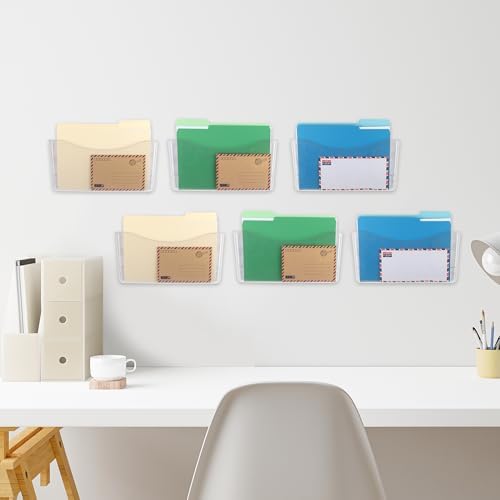 EASEPRES 6 Pack Clear Single Pocket Hanging File Organizer, Plastic Wall Mount - Image 6