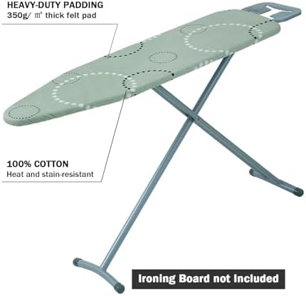 Ironing Board Cover and Pad Standard Size 15" x 54", 3 Pairs of Hook and Loop - Image 3