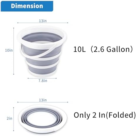 2 Pack Collapsible Buckets 10L 2.6 Gallon Cleaning Bucket Mop Bucket Folding - Image 2