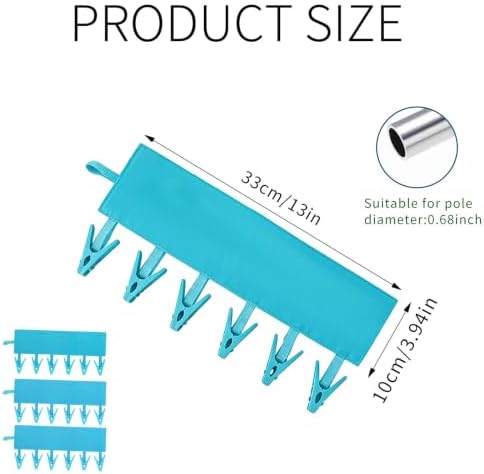 Mini Clothespins Travel Hangers 3-Pack Solid Blue, Foldable Portable Clothes - Image 3