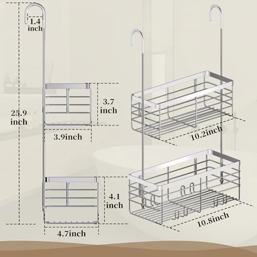 DELLAN Hanging Shower Caddy, 2-Tier Shower Rack - Image 5