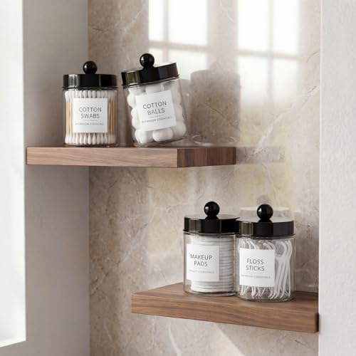 Amolliar Glass Apothecary Jars Qtip Holder w/Plastic Lids - Image 5