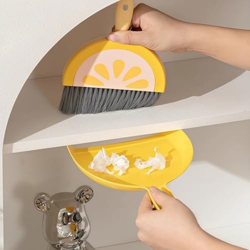 1Pcs Small Broom and Dustpan Set Cute Little Yellow Green Hand Mini Broom and - Image 4