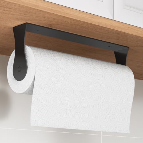 Paper Towel Holder Under Cabinet, Wall Mount, Adhesive or Drilling by Awarmhome