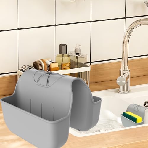 Sponge Holder for Kitchen Sink, Silicone Sink Saddle Caddy Organizer Rack by OKeanu