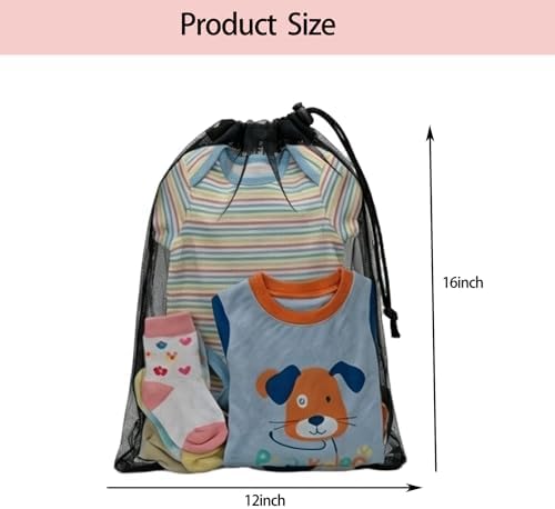 4 Pack Mesh Travel Laundry Bag 12" x 16"Extra Large Dirty Clothes Organizer - Image 2