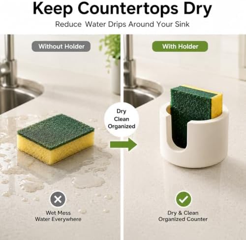 Diatomite Stone Sponge Holder, Compact Sponge Caddy - Image 6
