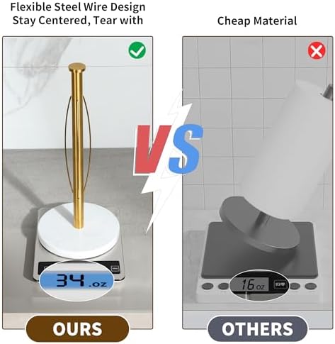 YIGII Marble Base Paper Towel Holder Countertop, Standing Paper Towel Holder - Image 5