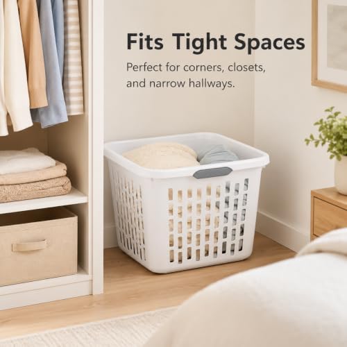 White Laundry Basket 1.5 Bushel Square - Image 4