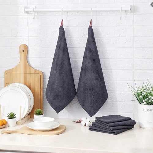 QUILTINA Kitchen Dish Cloths 6 Pack, 12 x 12 Inches, 100% Cotton Waffle Weave - Image 2