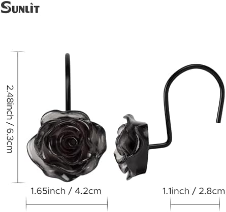 Sunlit Rose Shower Curtain Hooks, Home Decorative Flower Shower Curtain Rings - Image 3