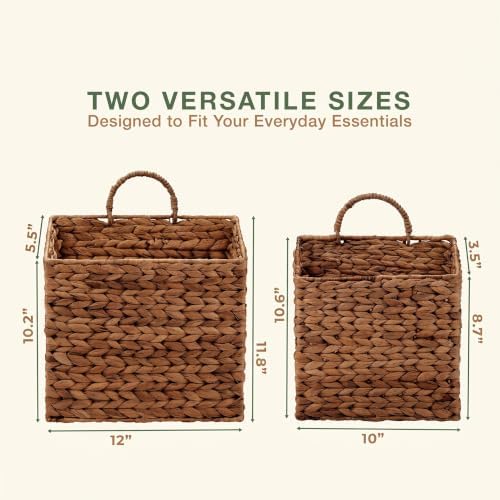 84ECO Set of 2 Brown Wicker Hanging Baskets - Image 7
