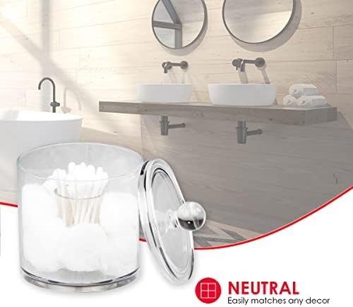 Home Basics Acrylic Cotton Ball and Swab Holder, Q-tip Storage Organizer - Image 4