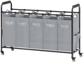 Tajsoon Laundry Sorter, 5 Section Laundry Hamper, Laundry Cart by Tajsoon
