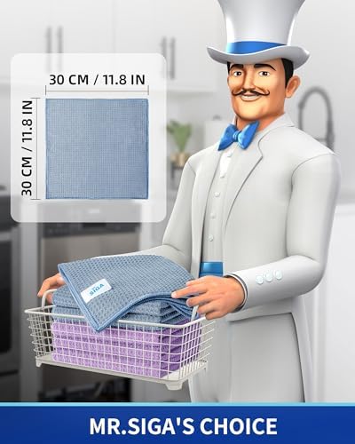 MR.SIGA Waffle Weave Cleaning Cloths, Ultra Absorbent and Lint Free, 6 Pack - Image 2