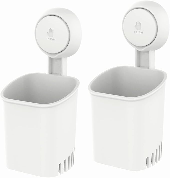 Powerful Suction Toothbrush Holder, Removable Drill-Free Wall Shower Holder by LEVERLOC