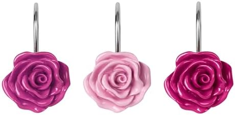 Sunlit Rose Shower Curtain Hooks, Home Decorative Flower Shower Curtain Rings by Sunlit