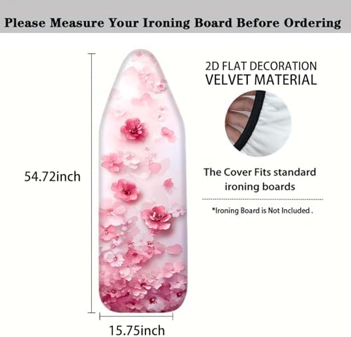 Nuxovilar Pink Watercolor Flowers Ironing Board Cover 15x54 Polyester - Image 4