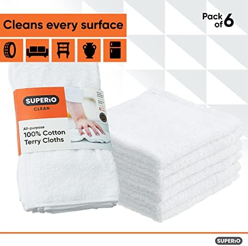 Superio Terry Cloth Rags White Washcloths 100% Cotton 12" Cleaning Cloths - Image 3