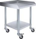 Stainless Steel Equipment Stand with Undershelf + Casters, Heavy Duty, Commercial Grade, NSF Certified (24" Width x 24" Length + Casters)