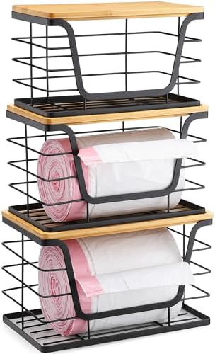 ALOCEO 3 Pack Stackable Storage Bins by ALOCEOWallHooksAdhesive