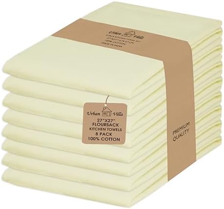 Urban Villa Kitchen Towels Cotton Dish Towels 27”x27” Ivory by CottonTrends