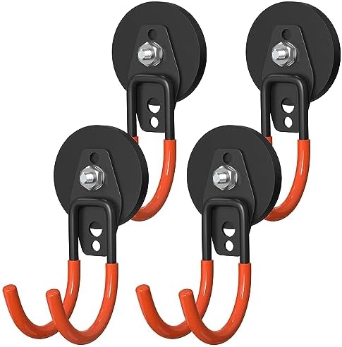 Heavy Duty Magnetic Garage Hooks, 4 Pack 2.59 Inch Large Neodymium Magnet Hooks by Lvoess