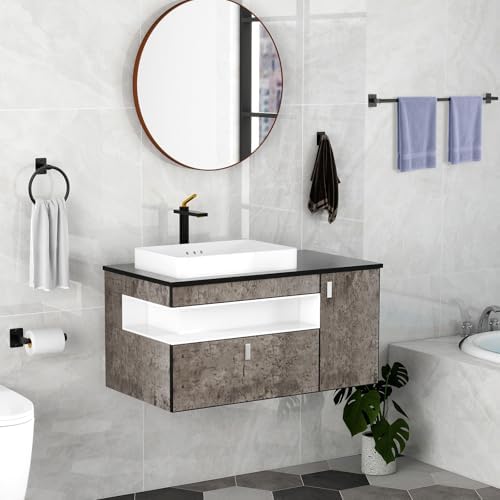 KLJKPA 4-Piece Bathroom Hardware Set, 32 inch Bathroom Towel Holder - Image 6
